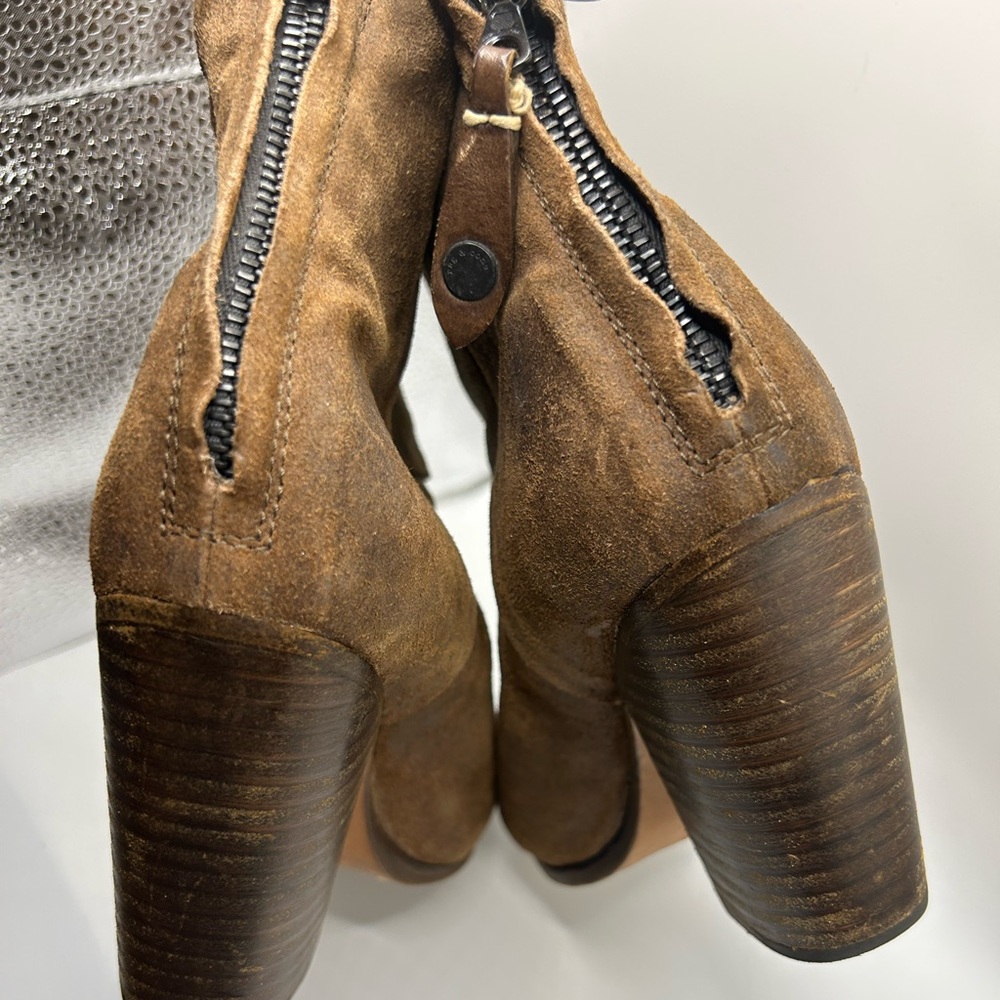 Rag & Bone Suede Ankle Boots‎ – Brown Block Heel Booties – Size 37 / US 7 - Picture 8 of 10